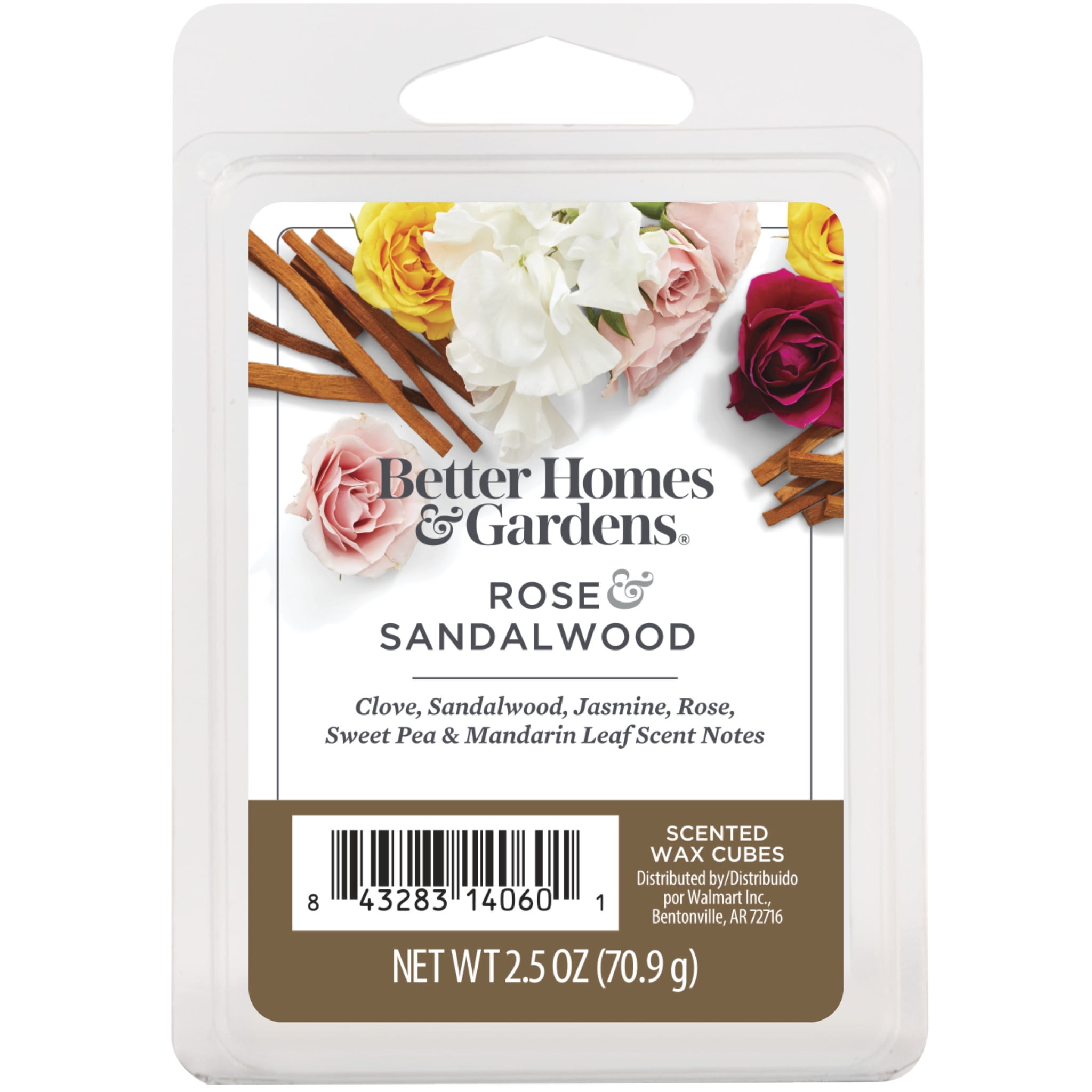 Rose & Sandalwood Scented Wax Melts, Better Homes & Gardens, 2.5 oz (1-Pack)