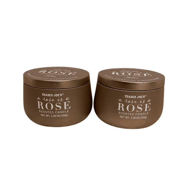 Rose Scented Candle Set, Decorative Tin Candles, Floral Fragrance, 5.28 oz Each, 2 Count