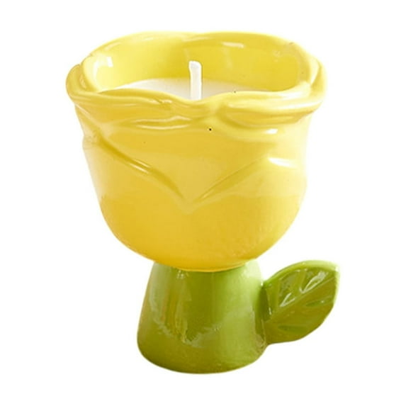 Rose Scented Soy Wax Candle in Ceramic Jar, Floral Aromatherapy Candle for Home Decor, Relaxation Gift with Gardenia Peach Fragrance