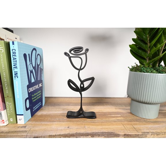 Classic Rose Sculpture, Minimalist Line Art, Elegant Floral Home Decor