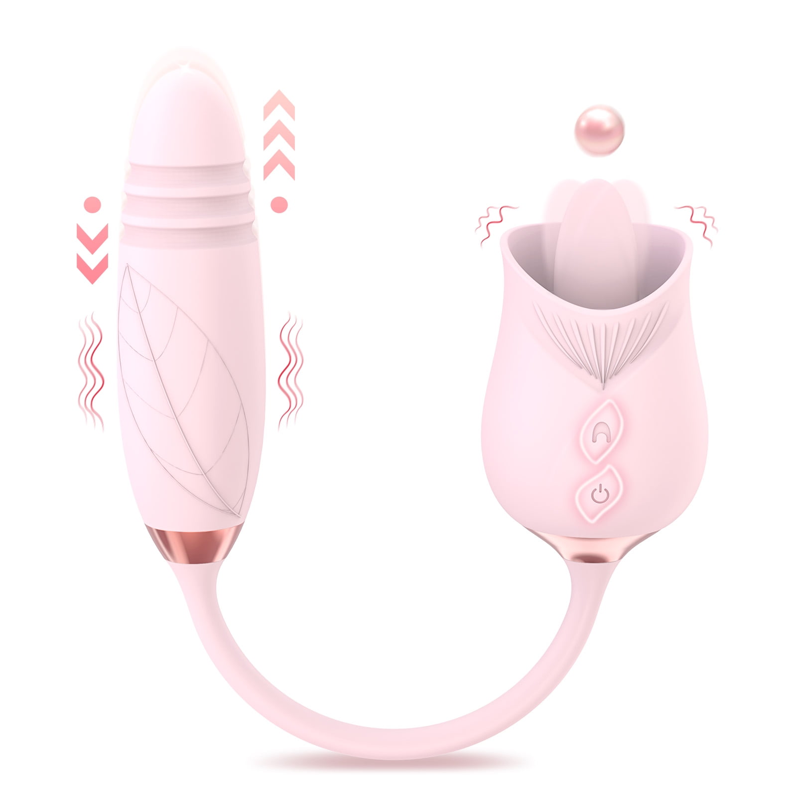 Rose Sex Toy Vibrator for Woman DARZU Adult Toys with 10 Modes, G-spot Dildo Nipple Massager Stimulator for Women - Pink