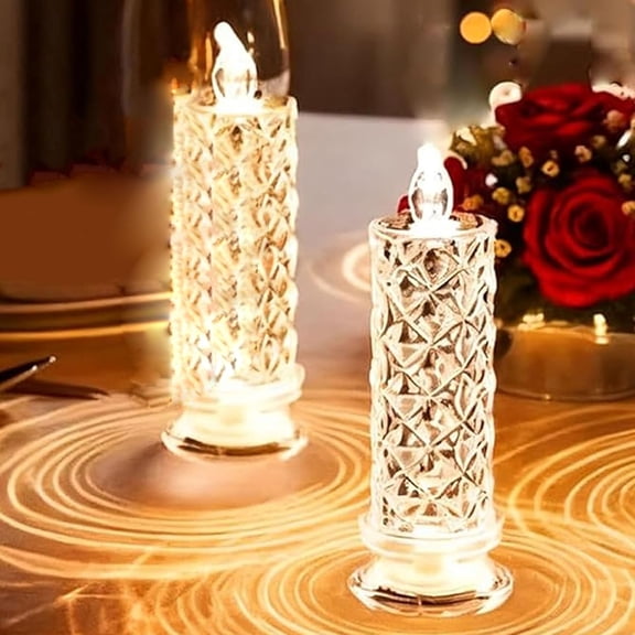 Rose Shadow LED Flameless Candles - 2025 New Upgrade LED Crystal Candle Lights with 6-Hour Timer, 2/4/6 PCS Romantic Candles LED Pillar Rose Shadow for Wedding, Christmas, Valentine's Day Decor