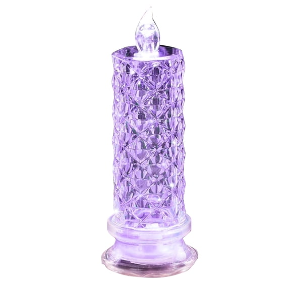 Rose Shadow LED Flameless Candles, 4PCS Romantic Battery Operated Candles Led Pillar Candles for Valentines Romantic Propose Anniversary Wedding Decorations(Purple)