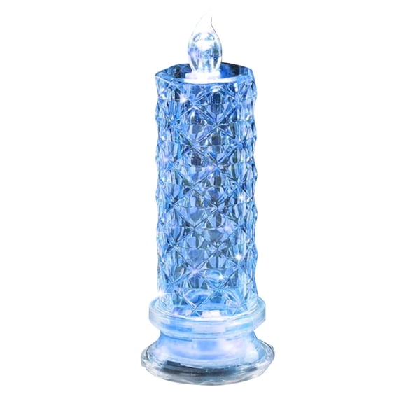 Rose Shadow LED Flameless Candles, 4PCS Romantic Battery Operated Candles Led Pillar Candles for Valentines Romantic Propose Anniversary Wedding Decorations(Blue)