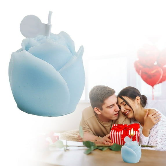 Rose Shape Candles Special Night Candles For Women Handmade Tealight Candle For Anniversary Wedding Birthday Home Decoration/ Rose Candle Blue