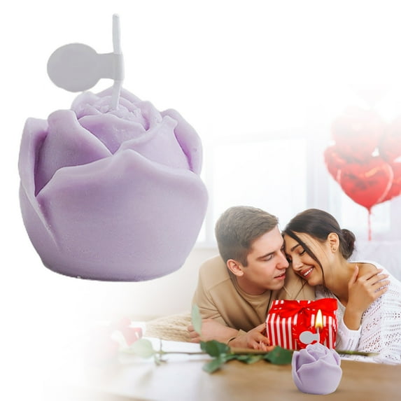Rose Shape Candles Special Night Candles For Women Handmade Tealight Candle For Anniversary Wedding Birthday Home Decoration/ Rose Candle Purple