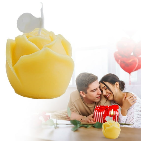 Rose Shape Candles Special Night Candles For Women Handmade Tealight Candle For Anniversary Wedding Birthday Home Decoration/ Rose candle yellow