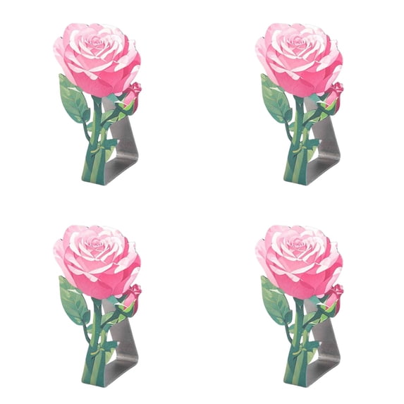 Rose Shape Tablecloth Holder Clips 4 Pack - Stainless Steel Windproof Clamps for Outdoor Picnic Wedding Party, Heavy Duty Table Clips for Thick Tables & Camping Accessories