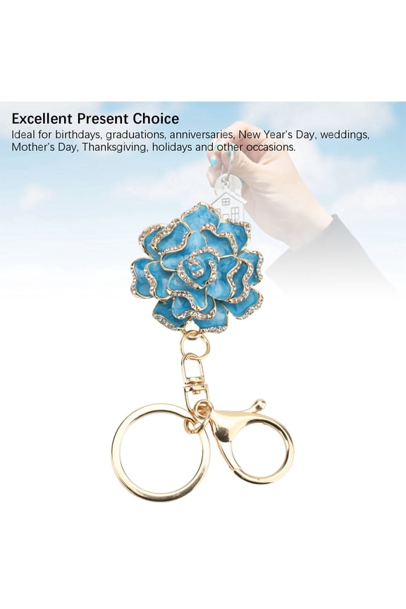 Rose Shaped Keychain Beautiful Flower Pendant Key Rings Cute Backpack Hanging Decoration for Birthdays Graduations Anniversaries