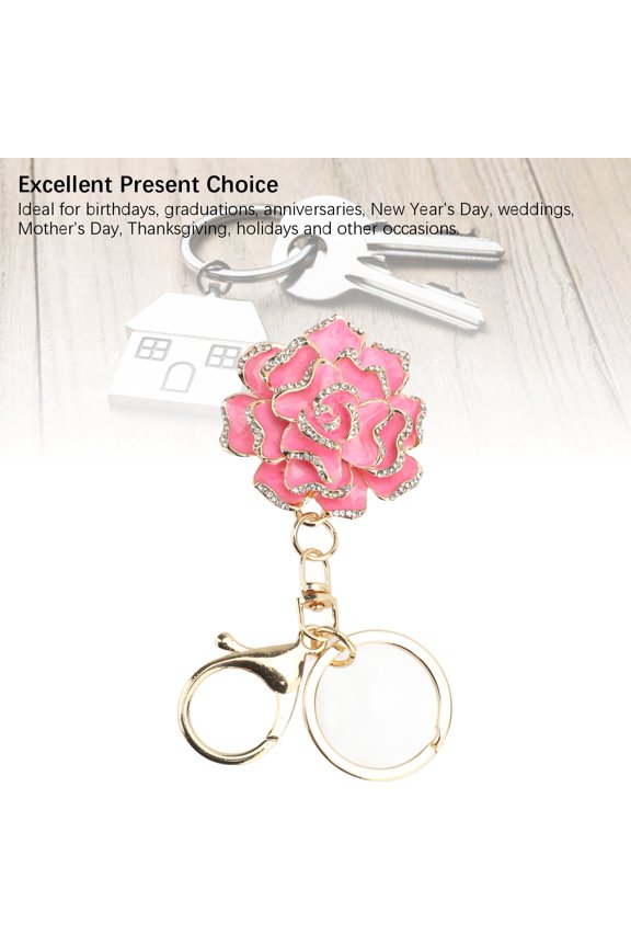 Rose Shaped Keychain Beautiful Flower Pendant Key Rings Cute Backpack Hanging Decoration for Birthdays Graduations Anniversaries