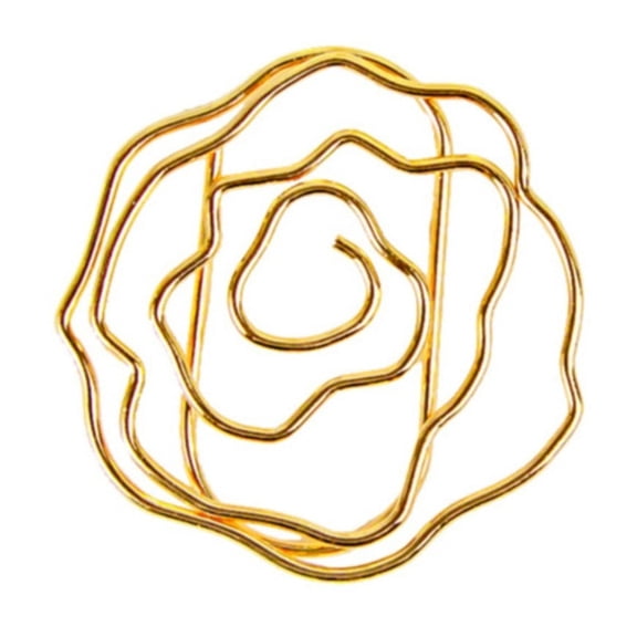 Rose Shaped Paper Clips Metal Flower Decorative Bookmarks, Durable & Rust-Resistant Circular Clamp DIY Crafts Paper Clips, Cute Novelty Pins Gold 1.26x1.26 Inch 1Pcs