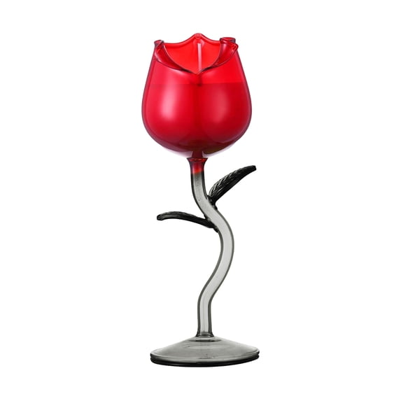 Rose Shaped Red Wine Glass 9.5 oz Tall Stemware Elegant Wine Tasting Glass for Red and White Wine Home Bar Dining Room Durable Stable Base Comfortable Grip for Parties Events Gift,8.46inch.
