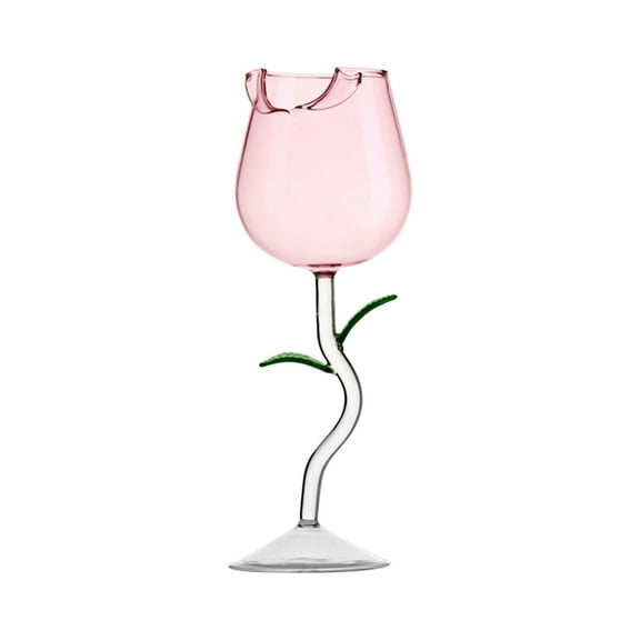 Rose Shaped Red Wine Glass | Exquisite Romantic Rose Pattern | High Foot Tall Goblet | 280ml Capacity | Transparent Stable Quality Glass | Multipurpose for Wine Spirits Cocktails | 230mm Height