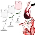 thumbnail image 1 of Rose Shaped Red Wine Glass Goblet, Tall Stemware with Rose Design, 280ml Glass Wine Cup for Wine Tasting and Cocktails, 1 of 3