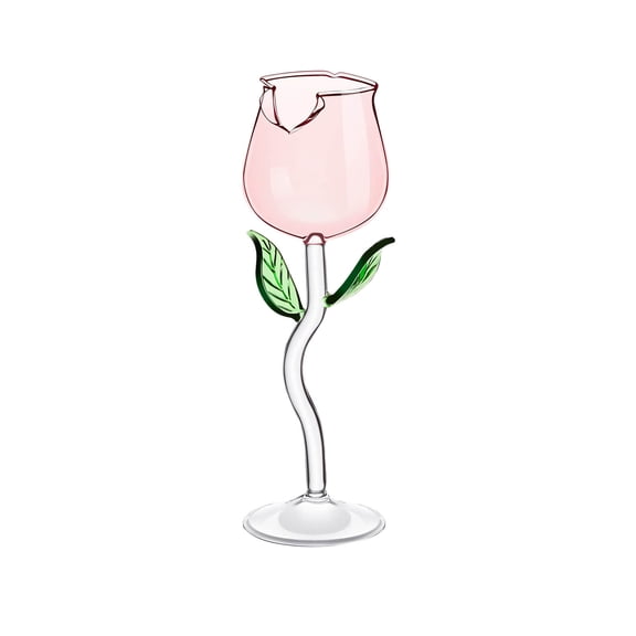 Rose Shaped Wine Glass with Stem 5.3 OZ/9.8 OZ - Pink Floral Goblet for Valentine's Day Wedding Cocktail Juice, Elegant Glassware Gift