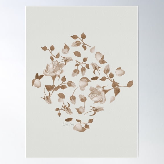 Rose Shower Buff/White Poster Wall Art, Modern Wall Decor For Living Room Bedroom, 12x18 UNFRAMED