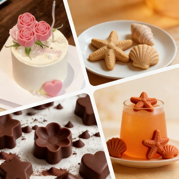 Rose Silicone Flower Shape Cake Mold, For Baking Dessert Decorating And Trays, Non Stick Easy Release (Light Pink)