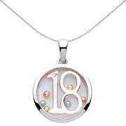Rose Silver Jewelco London CZ Floating Bead 18 Birthday Necklace 18 inch
