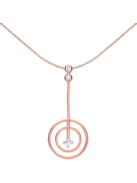 Rose Silver Jewelco London princess Cut CZ Crop Circles Necklace 18 inch