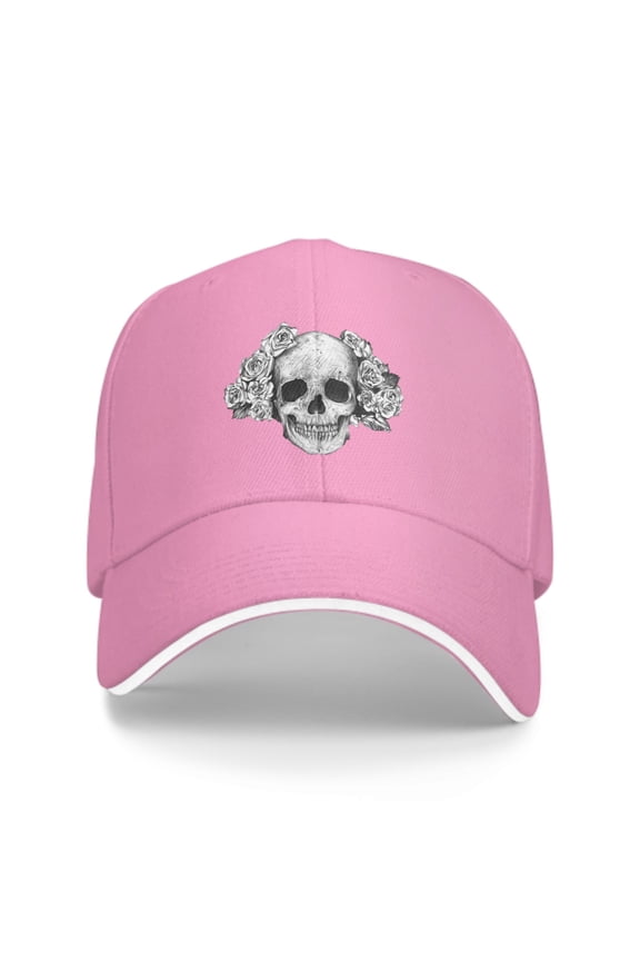 Rose Skeleton Baseball Caps for Men Women Fashion Summer Casquette Adjustable Casual Trucker Hats for Outdoor Activities