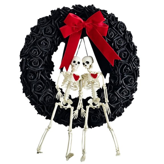 Rose Skeleton Garlands Ornament Stylish Skull Flower Wreath Halloween Decoration Pendant Jewelry for Themed Parties