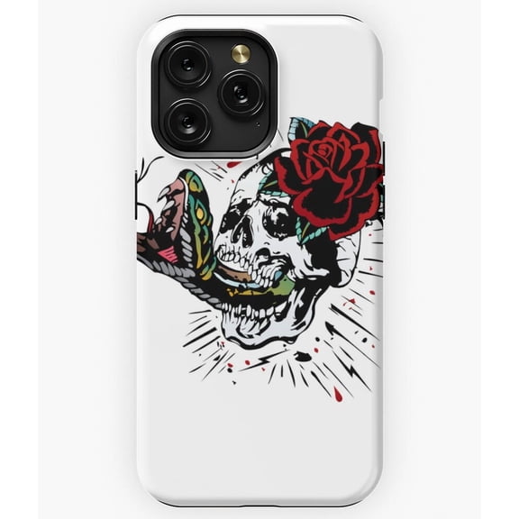 Rose Skeleton Head Snake Cobra Tattoo Old School A2592 Phone Case for iPhone 11 to 17 Pro Max
