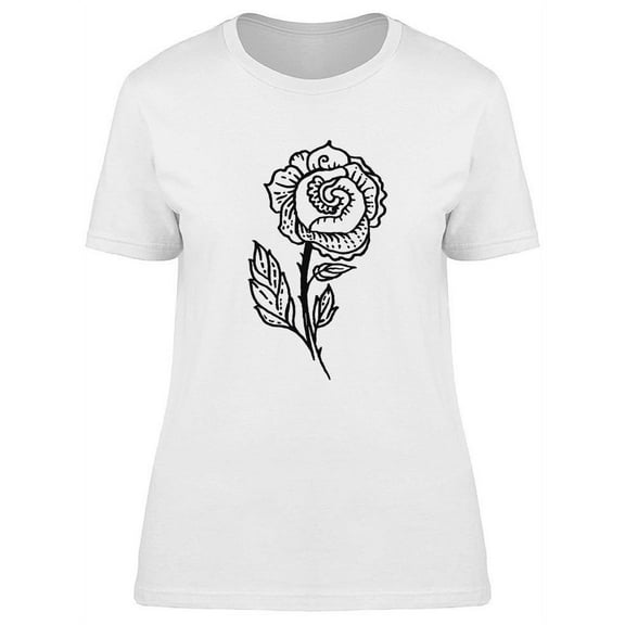 Rose Sketch Design T-Shirt Women -Image by Shutterstock, Female Large