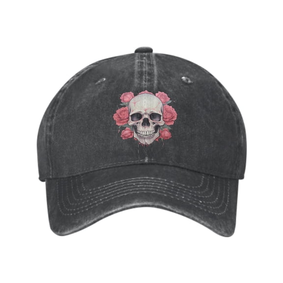 Rose Skull Baseball Caps for Men Women Adjustable Casual Trucker Hats for Fishing Outdoor Activities Fashion Hats