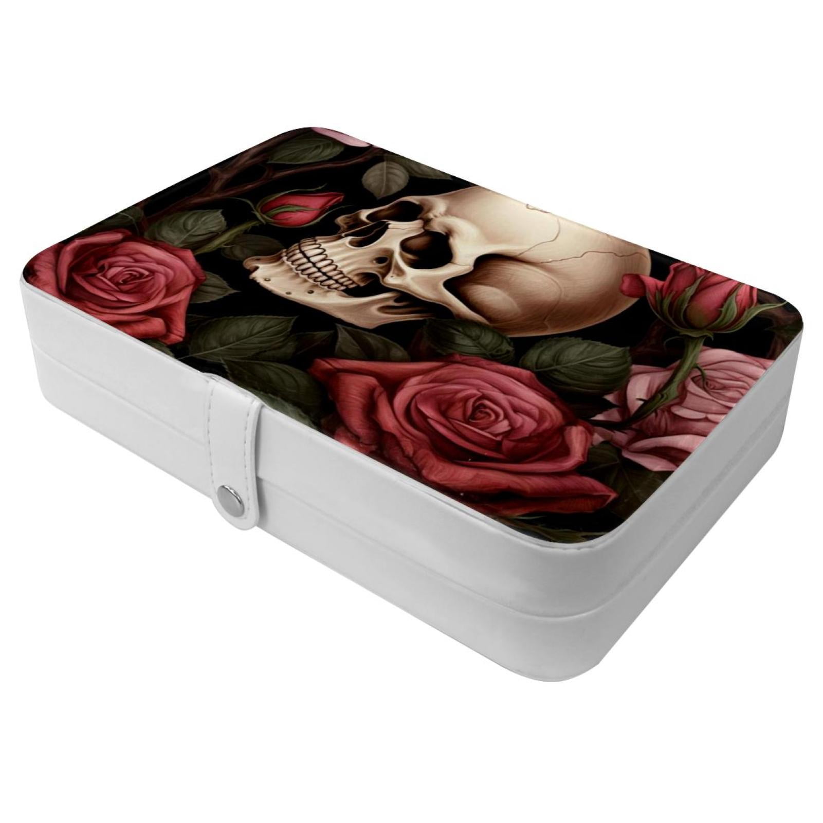 Rose Skull Travel Jewelry Box - Compact and Portable - Ideal Storage ...