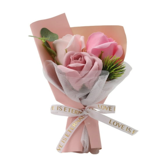 Rose Soap Flower Bouquet | Valentine's Day Gift for Her | Long-Lasting Decorative Flowers | Wedding and Home Decor | Romantic Gift for Birthdays, Romantic Anniversary Decor, 1Pc(Pink,9.8x3.9")