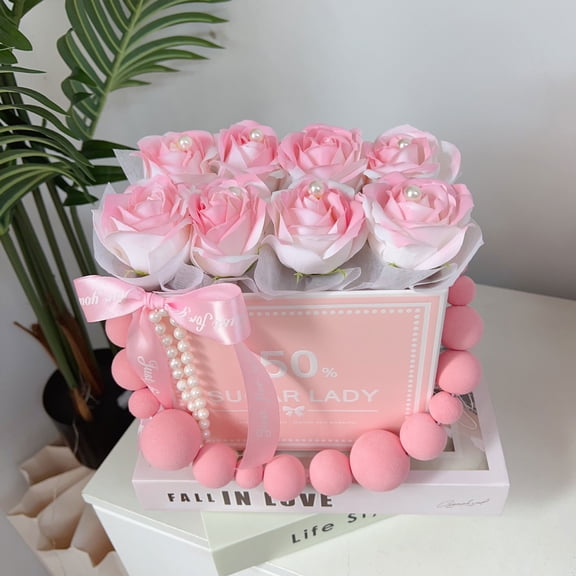 Rose Soap Flower Gift Box Artificial Roses Decorative Bouquet Elegant Scented Floral Display Romantic Home Decor Gift Set