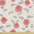thumbnail image 1 of Ambesonne Rose Fabric by the Yard Upholstery, Blooming Flowers Thin Peduncle, 5 Yards, Eggshell Coral, 1 of 4
