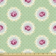 thumbnail image 1 of Ambesonne Rose Fabric by the Yard Upholstery, Vintage Feels Floral Polka Dot, 10 Yards, Magenta Pale Green, 1 of 5