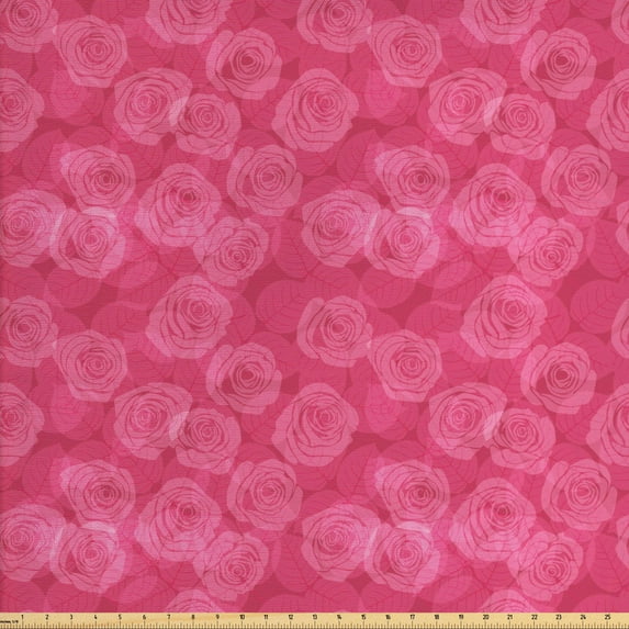Ambesonne Rose Fabric by the Yard Upholstery, Shades of Pink Romantic, 10 Yards, Pink