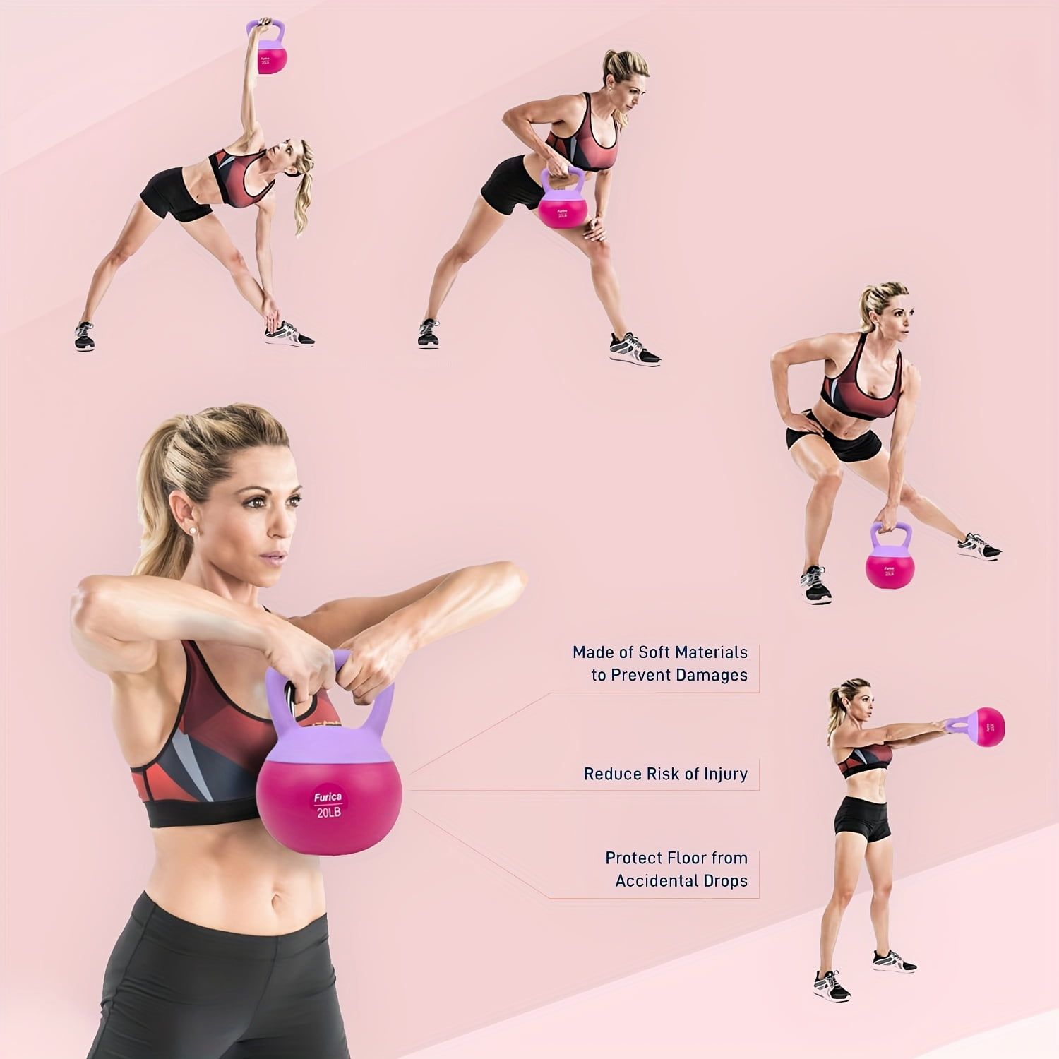 Rose Soft Dumbbell, 5-25LB PE Hand Weight, Safe Body Protection Design, Strength Training Dumbbell for Home Gym, Fat Burning & Daily Fitness