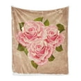 thumbnail image 1 of Rose Soft Flannel Fleece Blanket, Pink Bouquet of Roses Retro Design Nature Love Romance Theme Grunge Display, Cozy Plush for Indoor and Outdoor Use, 50" x 60", Tan Pale Pink Green, by Ambesonne, 1 of 6