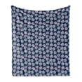 thumbnail image 1 of Rose Soft Flannel Fleece Blanket, Romantic Rose Flower Blossoms Illustration with Blue Leaves Feminine Ornament, Cozy Plush for Indoor and Outdoor Use, 70" x 90", Indigo Aqua Lilac, by Ambesonne, 1 of 5