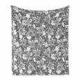 thumbnail image 1 of Rose Soft Flannel Fleece Blanket, Sketch Style Flower Field with Little Petals Monochrome Romantic Leaves Backdrop, Cozy Plush for Indoor and Outdoor Use, 70" x 90", White and Black, by Ambesonne, 1 of 6