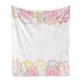 thumbnail image 1 of Rose Soft Flannel Fleece Blanket, Tender Graceful Spring Themed Borders Floral Frame with Abstract Silhouette of Roses, Cozy Plush for Indoor and Outdoor Use, 70" x 90", Multicolor, by Ambesonne, 1 of 5
