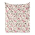 thumbnail image 1 of Rose Soft Flannel Fleece Throw Blanket, Doodle Style Swirls Spirals Hearts Big and Small Dots Romantic Cheerful, Cozy Plush for Indoor and Outdoor Use, 50" x 60", Cream Rose and Umber, by Ambesonne, 1 of 6