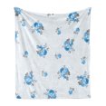 thumbnail image 1 of Rose Soft Flannel Fleece Throw Blanket, Floral Theme Illustration of Blue Rose Flower Romantic Springtime Design Print, Cozy Plush for Indoor and Outdoor Use, 50" x 60", Blue and Grey, by Ambesonne, 1 of 6