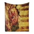 thumbnail image 1 of Rose Soft Flannel Fleece Throw Blanket, Vintage Background Piano Keyboard and Grand Majestic Flora Melodic Love Art Theme, Cozy Plush for Indoor and Outdoor Use, 70" x 90", Cream Red, by Ambesonne, 1 of 5