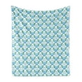 thumbnail image 1 of Rose Soft Flannel Fleece Throw Blanket, Vintage Blue Roses and Forget Me Not Flowers Botanical Hand Drawn Pattern, Cozy Plush for Indoor and Outdoor Use, 50" x 60", Sky Blue Jade Green, by Ambesonne, 1 of 5