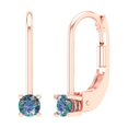 thumbnail image 1 of 0.2 ct Lever-Back Drop Dangle Earrings for Women | 3.0mm Round Cut Blue Moissanite | 14K Rose Gold, 1 of 5