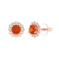 thumbnail image 1 of 0.8808 ct Screw-Back Stud Earrings for Women | 4.5mm Round Cut Simulated Red Diamond | 18K Rose Gold, 1 of 5