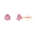 thumbnail image 1 of 0.5 ct Screw-Back Stud Earrings for Women | 4.0mm Round Cut Simulated Pink Diamond | 14K Rose Gold, 1 of 5