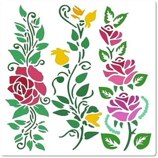 Wild Flower Stencils for Painting 11.7x8.3 Inch Large Flower Stencil for  Walls Leaf Flower Blossom Stencils Reusable Drawing Stencils for Painting  on