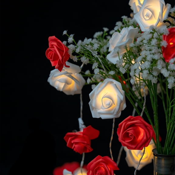 Rose String Lights, 9.84 Feet, 20 LeDs, Romantic String Lights, Battery And Usb Powered, Bright Warm-Toned Rose Lights, Suitable For Valentine'S Day, Weddings, Garden Parties, And Dream Parties.