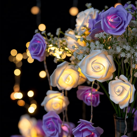 Rose String Lights, 9.84 Feet, 20 LeDs, Romantic String Lights, Battery And Usb Powered, Bright Warm-Toned Rose Lights, Suitable For Valentine'S Day, Weddings, Garden Parties, And Dream Parties.