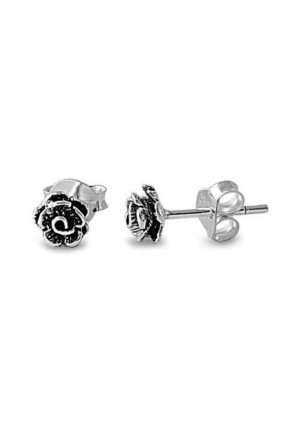 Rose Stud Earrings Sterling Silver